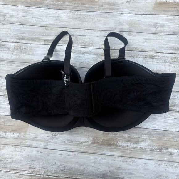 TORRID Bra NWT Sz 46DDD Black Bombshell Everyday Lace Strapless Push Up Padded - Picture 2 of 14
